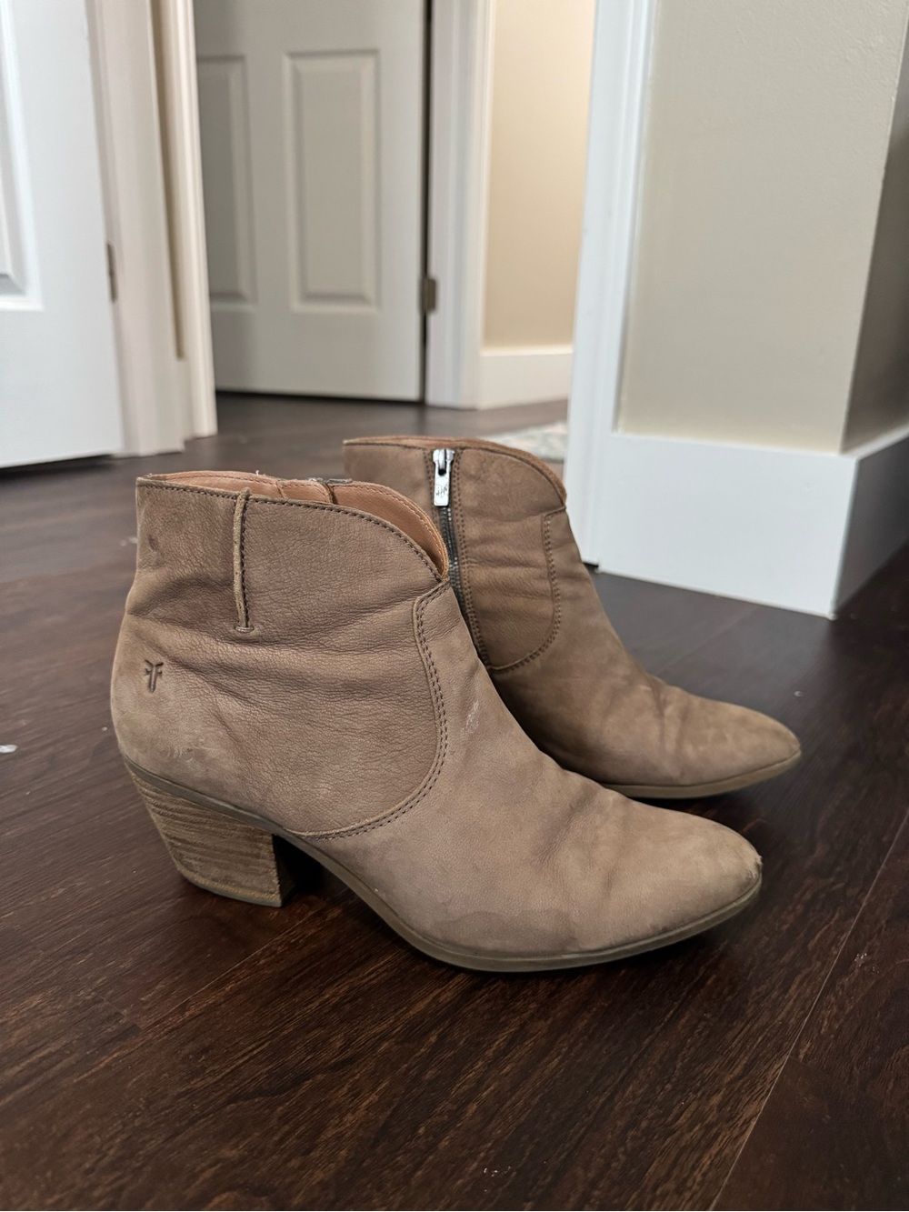 Frye Women's Taupe Suede Ankle Booties
